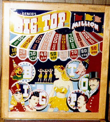 Big Top backglass