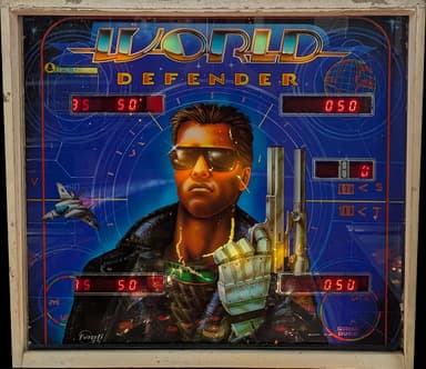 World Defender backglass