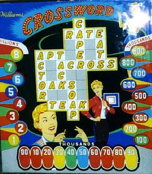 Crossword backglass