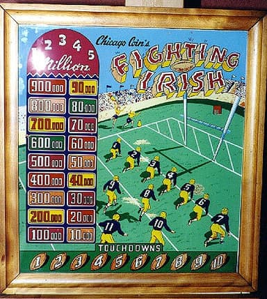 Fighting Irish backglass